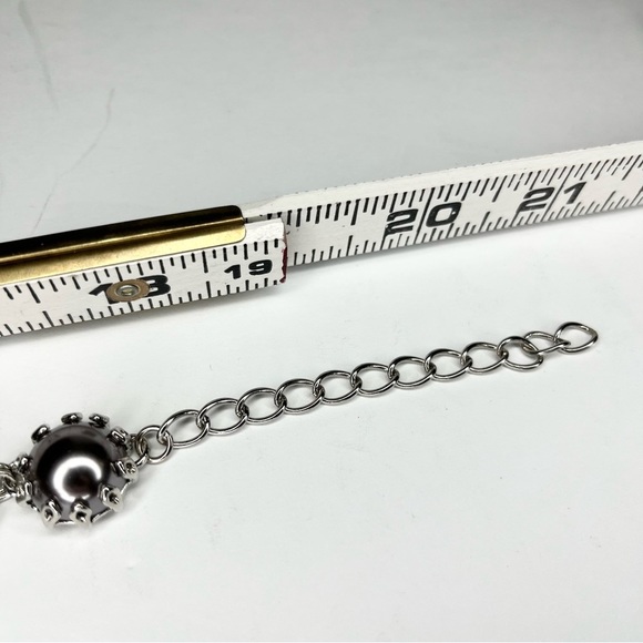 Statement Necklace Black Faceted Crystal and Silver Beaded Runway - Picture 5 of 6